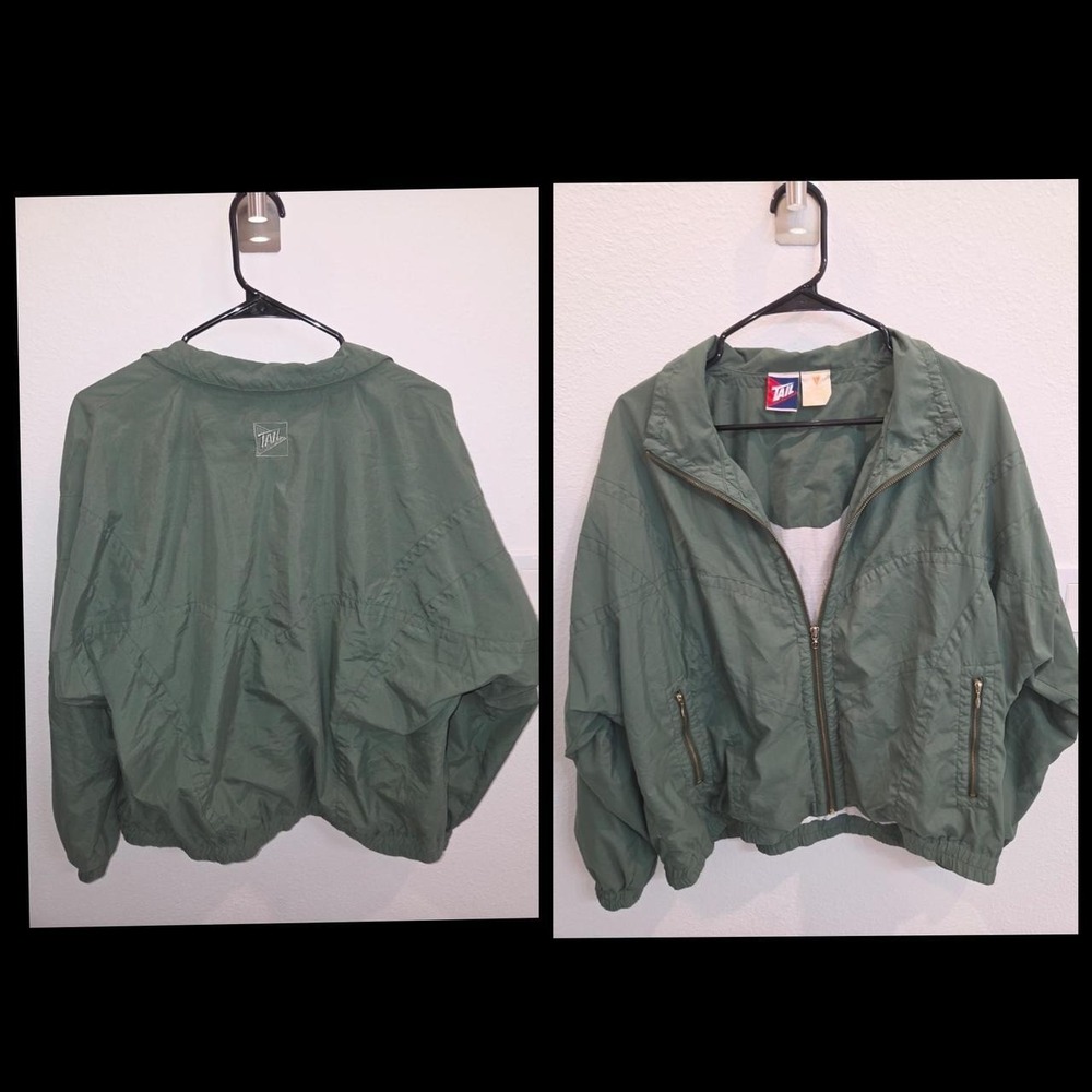 Tail Mens Green Vintage Windbreaker Jacket Full Zip Bomber Outdoor Large